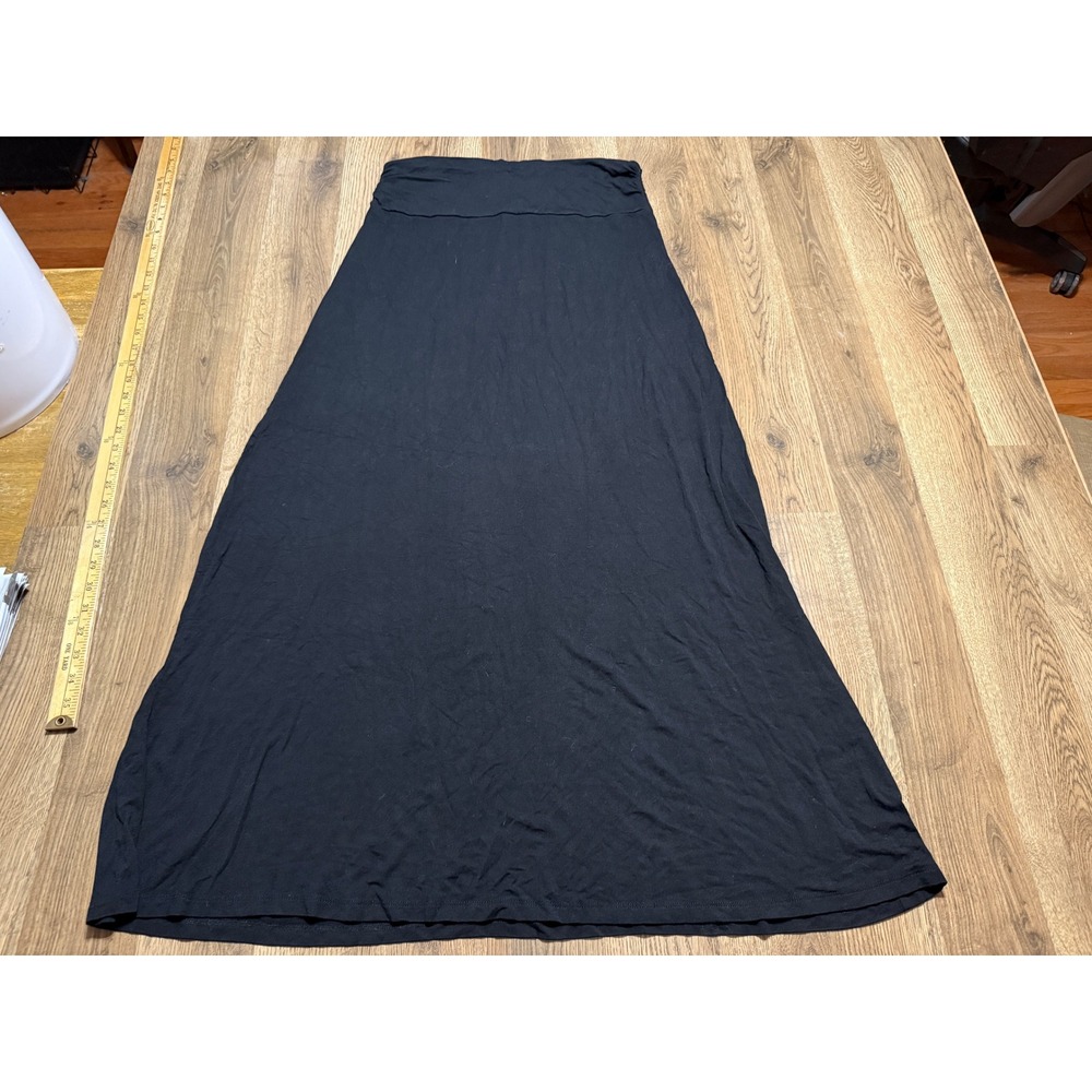 Cable & Gauge Skirt Womens XL Black Maxi Skirt Foldover Waist Stretch Jersey
